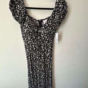 Floral Black and White Dress